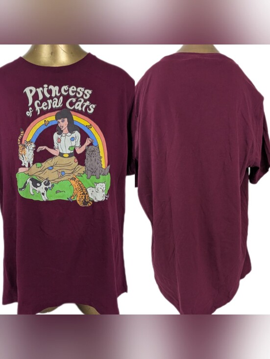 Bella Canvas Tops - Princess of Feral Cats Burgundy Top Size XL